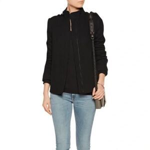 Vince Women's Pleated Back Wool Blend Twill Black Coat Size 4 NWOT